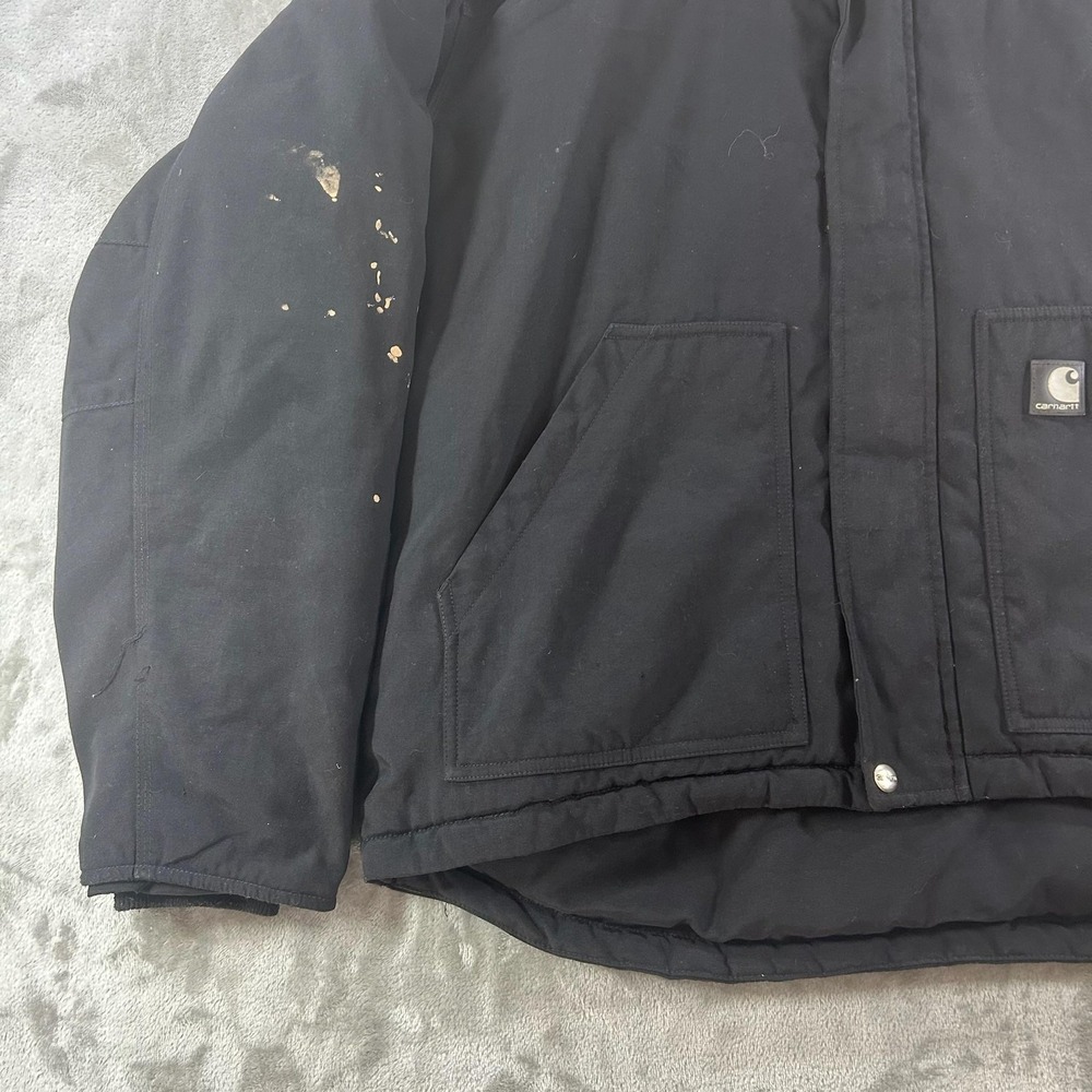 Carhartt Jacket Mens Large Black Canvas Full Zip Insulated Workwear Parka J174 - Picture 5 of 16